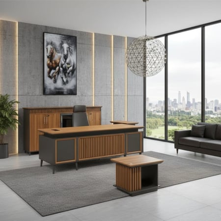 طقم مكتب إداري أنيق مع وحدات تخزين عصريه