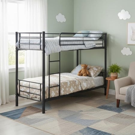 سرير دورين عصري بتصميم هندسي أنيق وسلم آمن