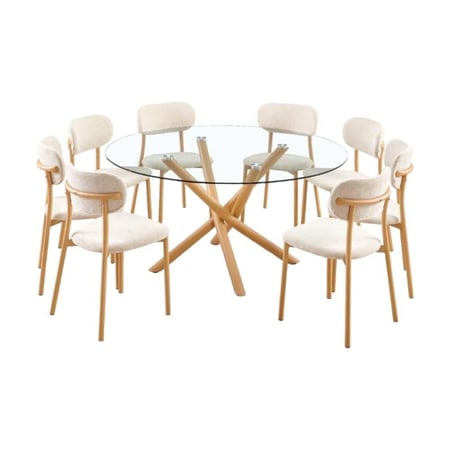 طقم طاولة طعام زجاجية بتصميم مميز