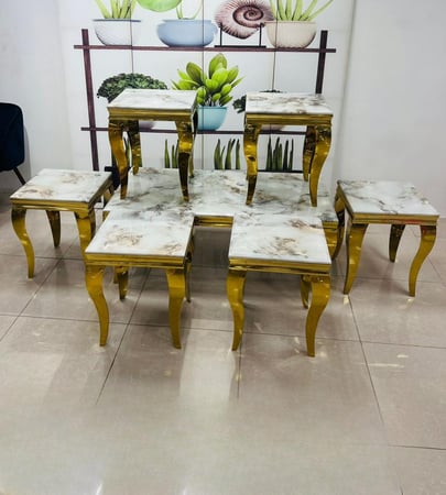 طقم طاولات خدمه استيل ورخام 6+1