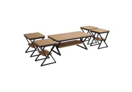 طقم طاولات خدمة 4+1 لون خشبي