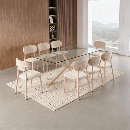 طاولة طعام تجمع بين الأناقة والراحة لون بيج