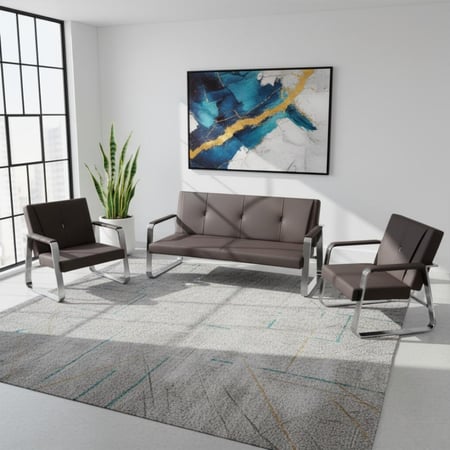 كنب مكتبي جلد 5اشخاص بتصميم عصرى