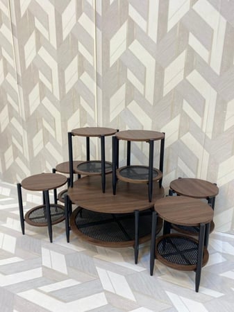 طقم طاولات خدمه 6+1خشب لون بني داكن