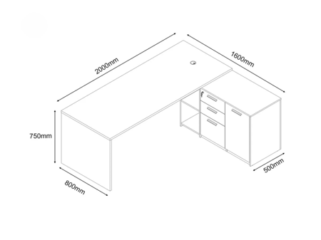 مكتب عمل إداري عصري وعملي مقاس 200 سم