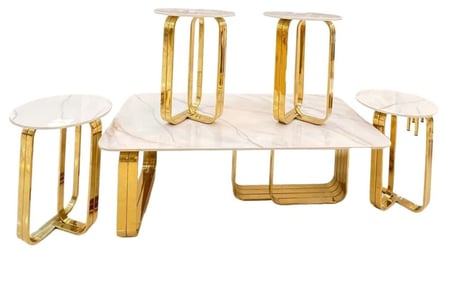 طقم طاولات استيل مع سيراميك 4+1