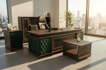 طقم مكتب مدير جلد بتصميم راقى ومميز