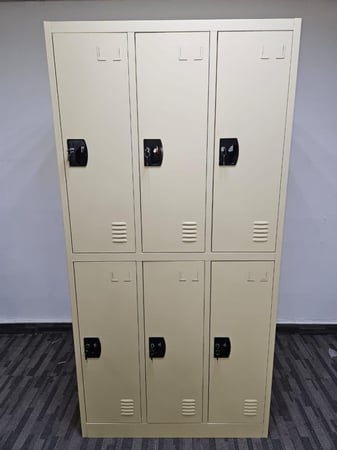 دولاب لوكـر حديد ٦ باب كبير لون بيج