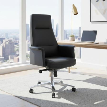 كرسي مكتب جلد عالي الظهر بتصميم فاخر