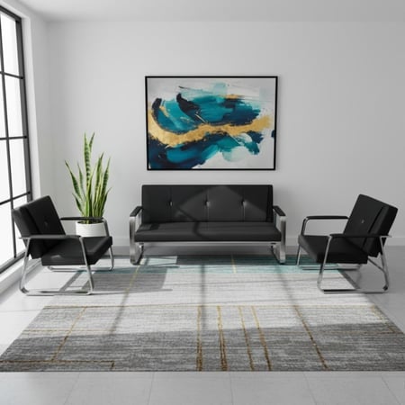 كنب مكتبي جلد 5اشخاص بتصميم عصرى