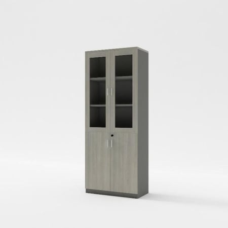 دولاب مكتبي بأبواب زجاجية وخشبية