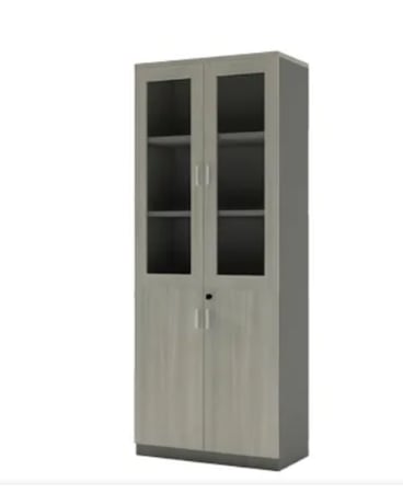 دولاب مكتبي بأبواب زجاجية وخشبية