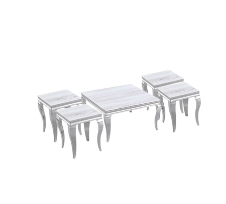 طقم طاولات خدمة استيل ورخام 4+1