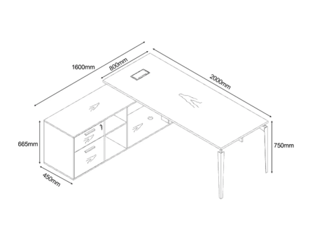 مكتب عمل عصرى نيو ميامى متوفر بمقاسات متعدده
