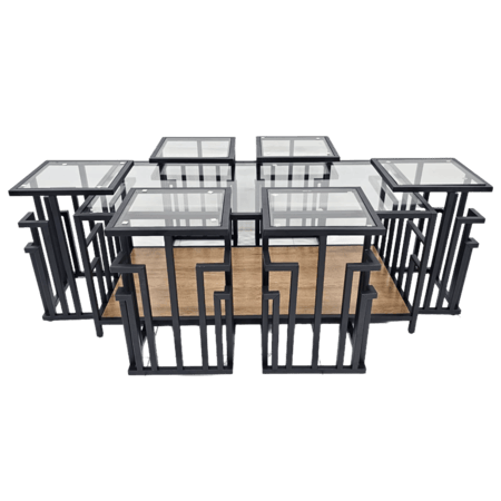 طقم طاولات شاي 7 قطع زجاج.