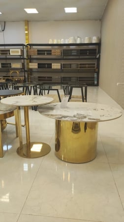 طقم طاولات استيل سيراميك 1+1