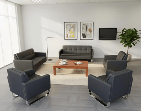 طقم كنب مكتبي جلد فاخر بتصميم عصري