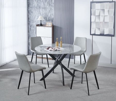 طاوله طعام سيراميك دائريه 4 كرسي