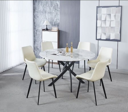 طاوله طعام سيراميك دائريه 6 كرسي