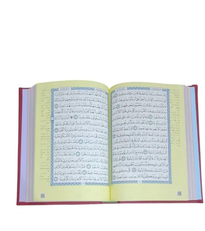 مصحف ملون مقاس وسط  - لون ازرق  جلد فرنسي