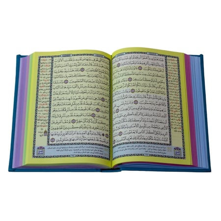 مصحف ملون - مع تفسير كلمات و التقسيم الموضوعي للأيات
