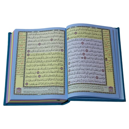 مصحف ملون - مع تفسير كلمات و التقسيم الموضوعي للأيات
