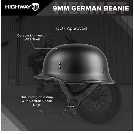 خوذة ألمانية مقاس 9 مم من HIGHWAY 21 باللون الكروم اللامع