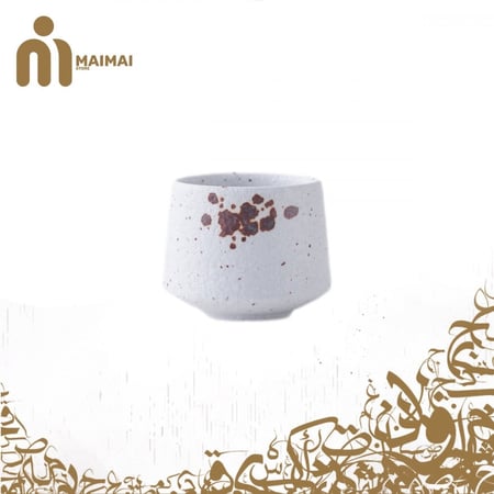 كوب سيرامك بتصميم حجري - 180 مل ابيض مرقط بالبني