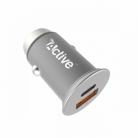 شاحن سيارة باللون الفضي من اكتيف بقوة 30 واط - قو ميتال