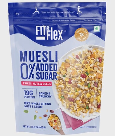 فيت آند فليكس ميوسلي Fit & Flex Muesli - بدون سكر مضاف 450 جم