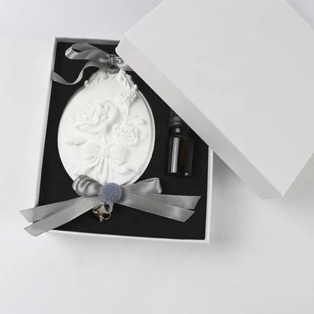 فواحة حجر مصنوعه من السيراميك ( 6 قطع )  + زيت عطري 7 ML