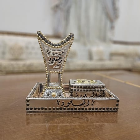 طقم مبخرة فضية أنيقة بمسمار زيتي كبيرة جدا شامل التوصيل