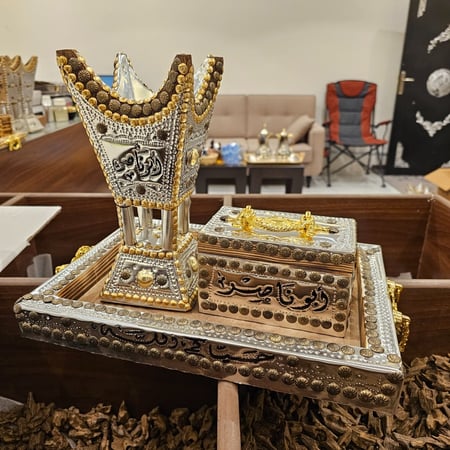 طقم مبخرة أنيقة كبيرة جدا وعلبة وصينية شامل التوصيل - منهل الطيب