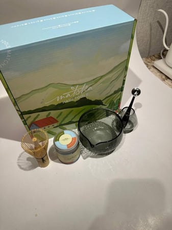 مجموعة ادوات تحضير الماتشا ( زجاج داكن ) | Matcha Teaware Set