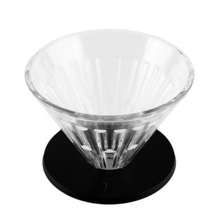 قمع V60 كرستال زجاج بقاعدة باللون الاسود 02 - تايمور | Timemore Crystal Eye Glass Metal Holder