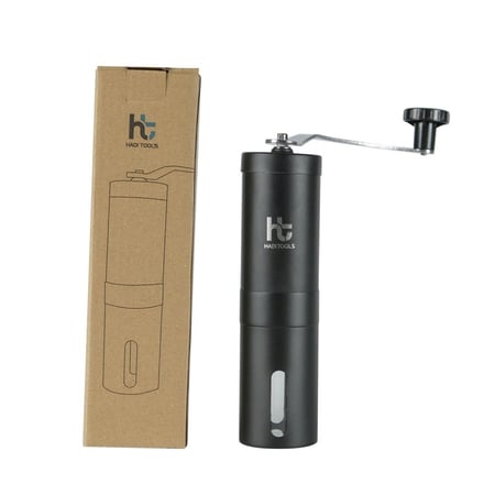 طاحونة قهوة يدوية من الاستانليس ستيل لون اسود