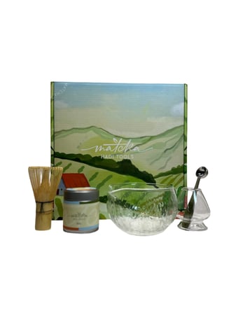 مجموعة ادوات تحضير الماتشا ( زجاج شفاف ) | Matcha Teaware Set