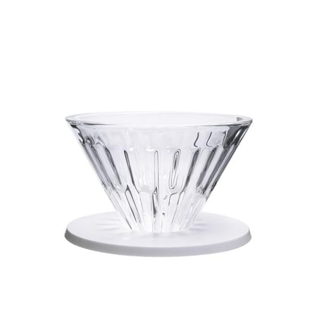 قمع V60 كرستال زجاج بقاعدة باللون الابيض 01 - تايمور |  Timemore Crystal Eye Glass Metal Holder