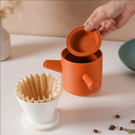 طقم كوب وقمع V60 من السيراميك ب الألوان متعددة مميز