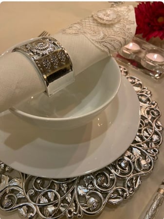قاعده تحت الصحن بمرايا لون  فضي
