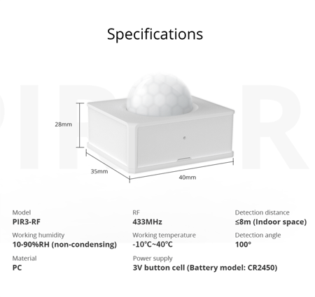 حساس حركة يرتبط ويعمل مع جهاز SONOFF RF BridgeR2