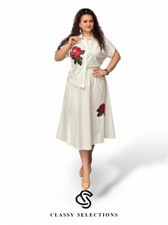 سعر فساتين مناسبات مقاسات كبيره طقم أبيض صيفي - كلاسي سيليكشن