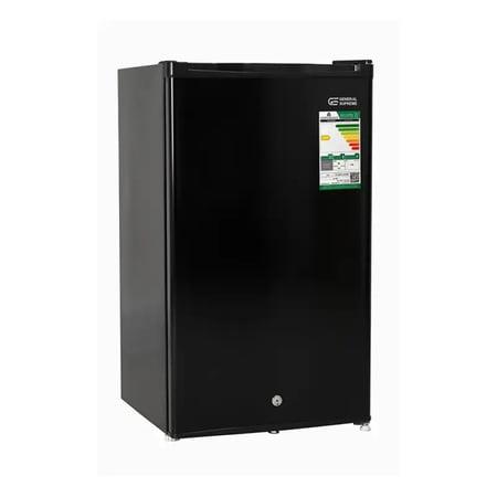 جنرال سوبريم ثلاجة 3.2 قدم اسود , كمبروسر 60/50 هرتز , قفل مع مفتاح للباب , مقبض مخفي , ارفف سلكية - GS120MB