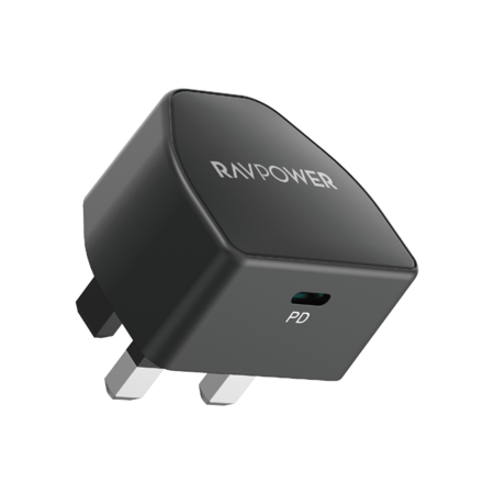 شاحن جداري من راف باور بقوة 20 واط يدعم الشحن السريع بتقنية PD  تصميم
