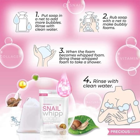 سنيل صابون للتبييض المكثف x10 لتبييض الجسم Snail Whipp
