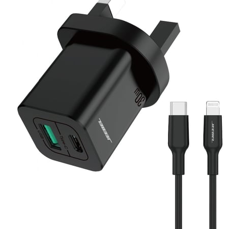 راس شاحن بمنفذ PD ومنفذ USB مع كابل آيفون - جيبل