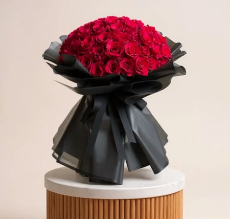 بوكيه 50 وردة جوري احمر Red Rose 50 Bouquet