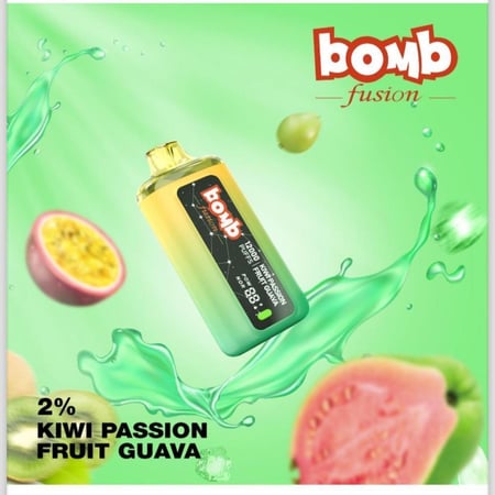 بومب 12000 سحبة مكس كيوي فواكهة استوائية وجوافة BOMB FUSION 12000 PUFF