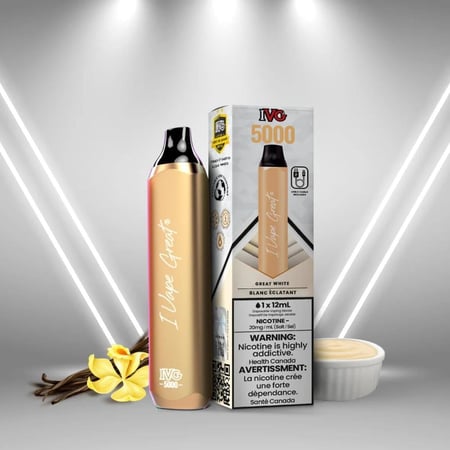 سحبة اي في جي بار بلس 5000 سحبه توباكو فانيلا IVG 5000 VAPE Great Whit