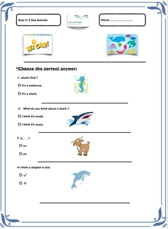Quiz we can 3-1 U2 Sea Animals
